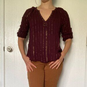 Rock & Republic maroon and gold shirt